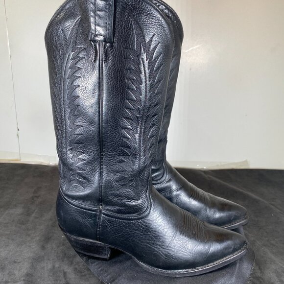Women's  7.5 Vintage Tony Lama Black Western Cowboy Boot, Western Style Design - Picture 8 of 11